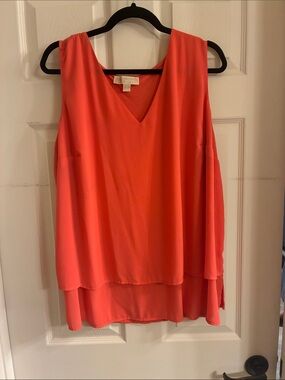 Michael Kors Coral Layered V-Neck Sleeveless Camisole